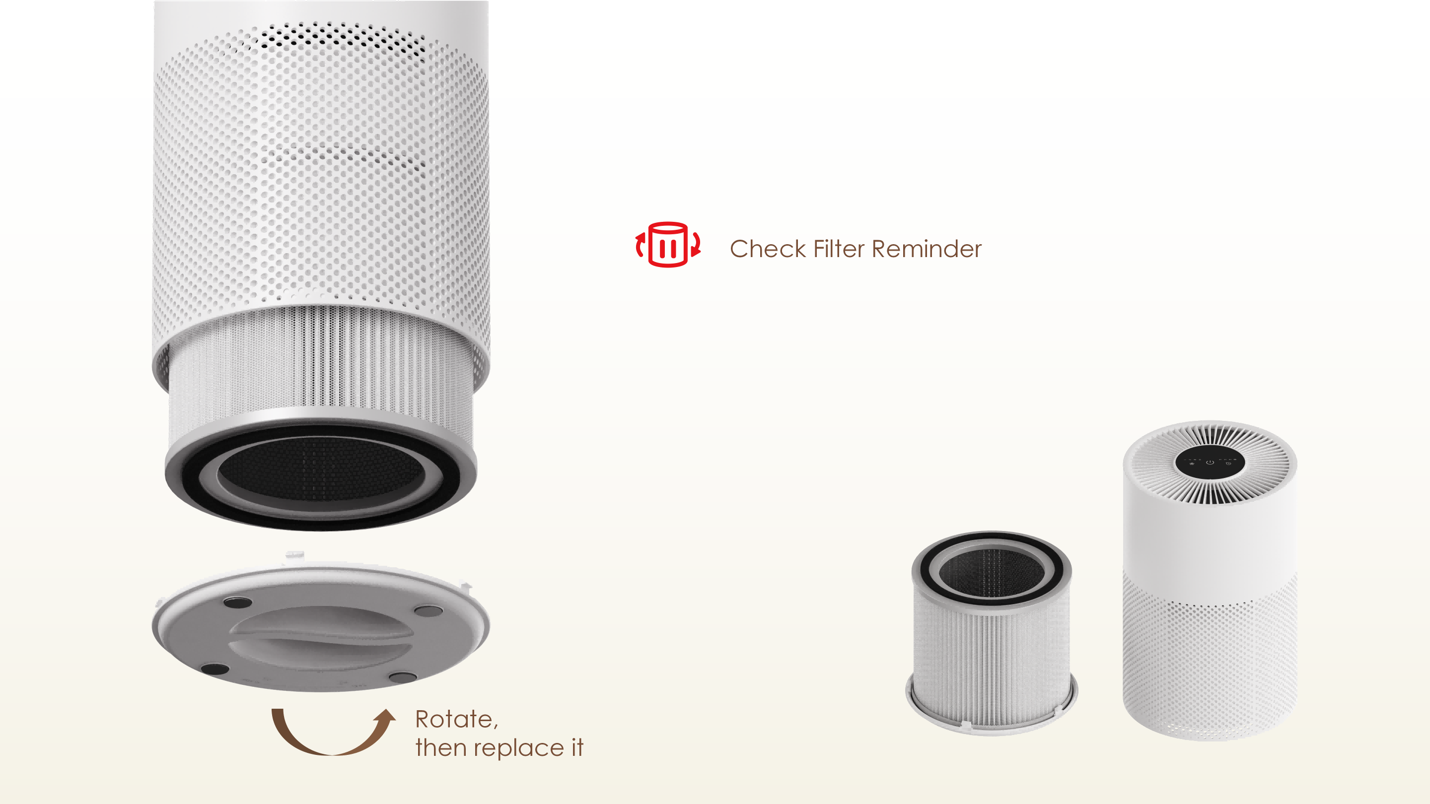 Purificador de aire - Filtro de aire de fábrica con sensor para mascotas, humo, polvo y polen