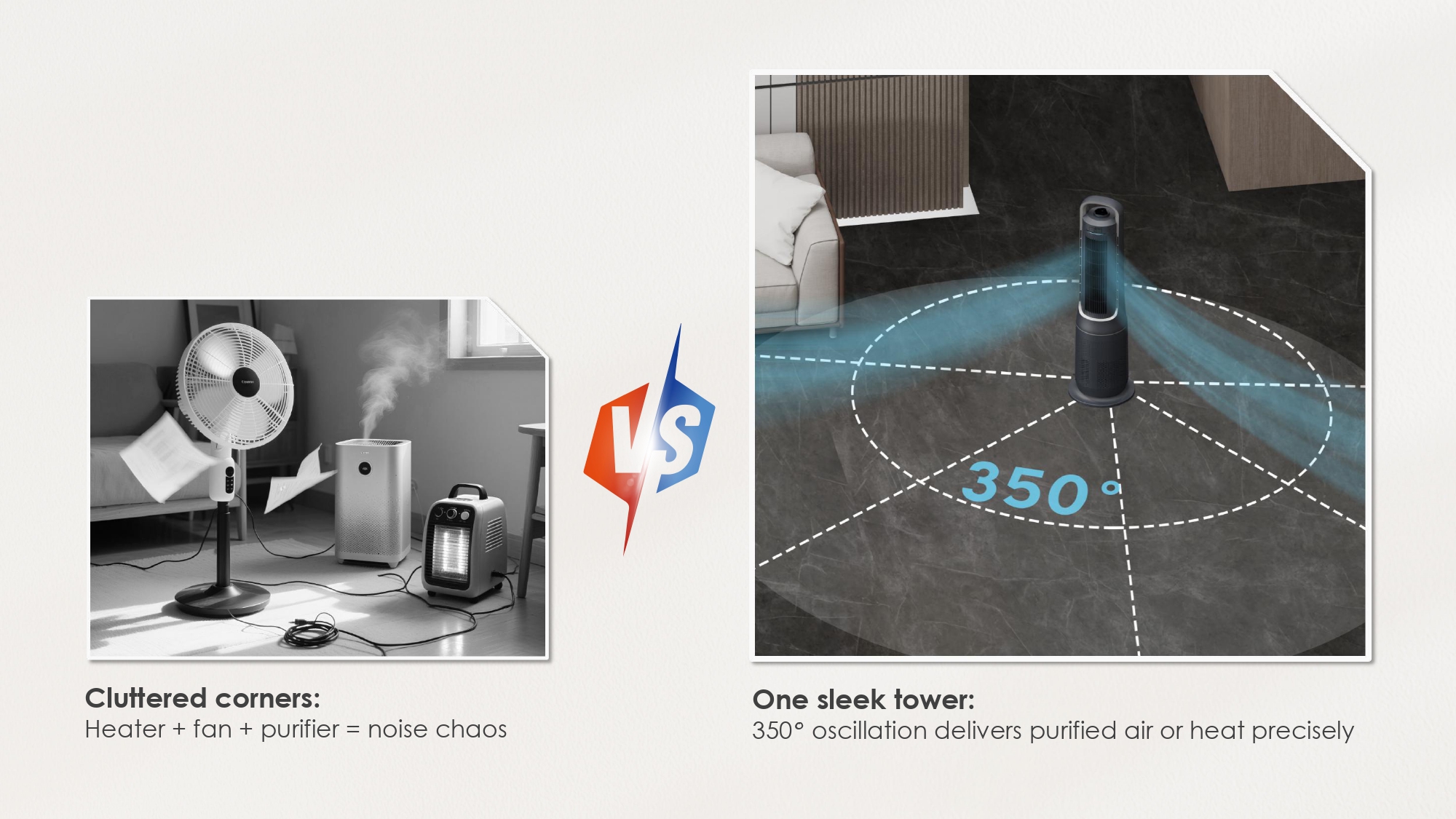 Air Purifier Manufacturer HEPA Air Cleaner Heater Fan with Touch Screen for Home AP-HT-M1549RS