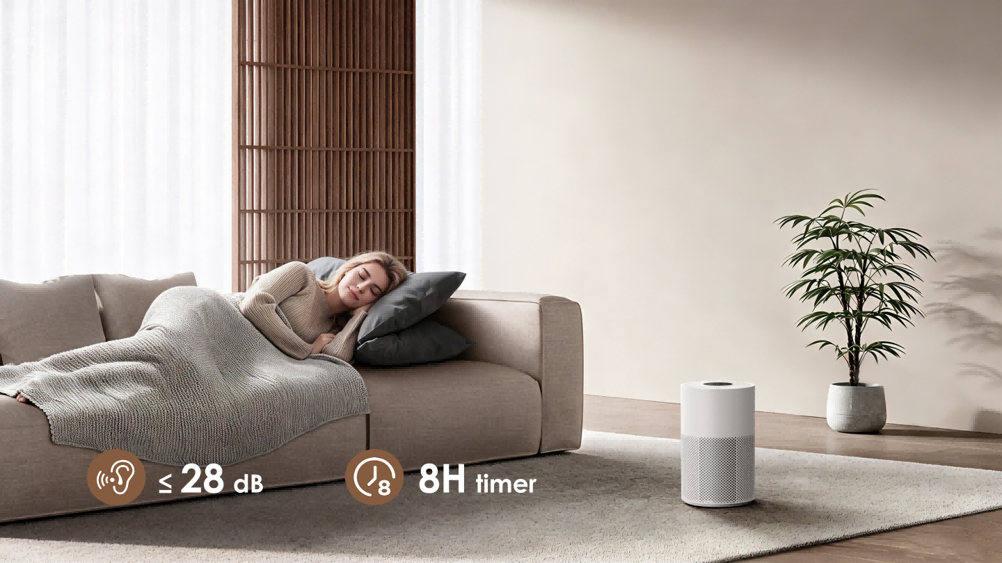 Purificador de aire para el hogar con sensor para mascotas (humo, polvo y polen)