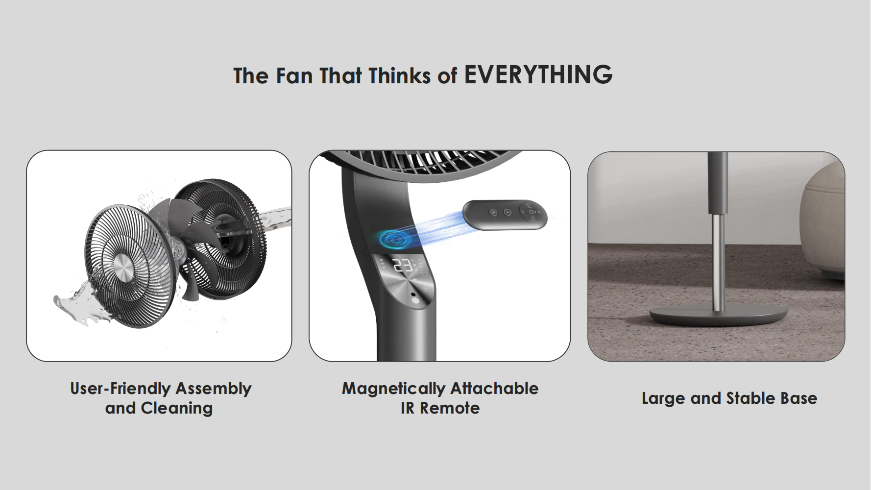 BLDC Standing Fan Quiet Oscillating Floor Fan with Touch Screen Remote APP