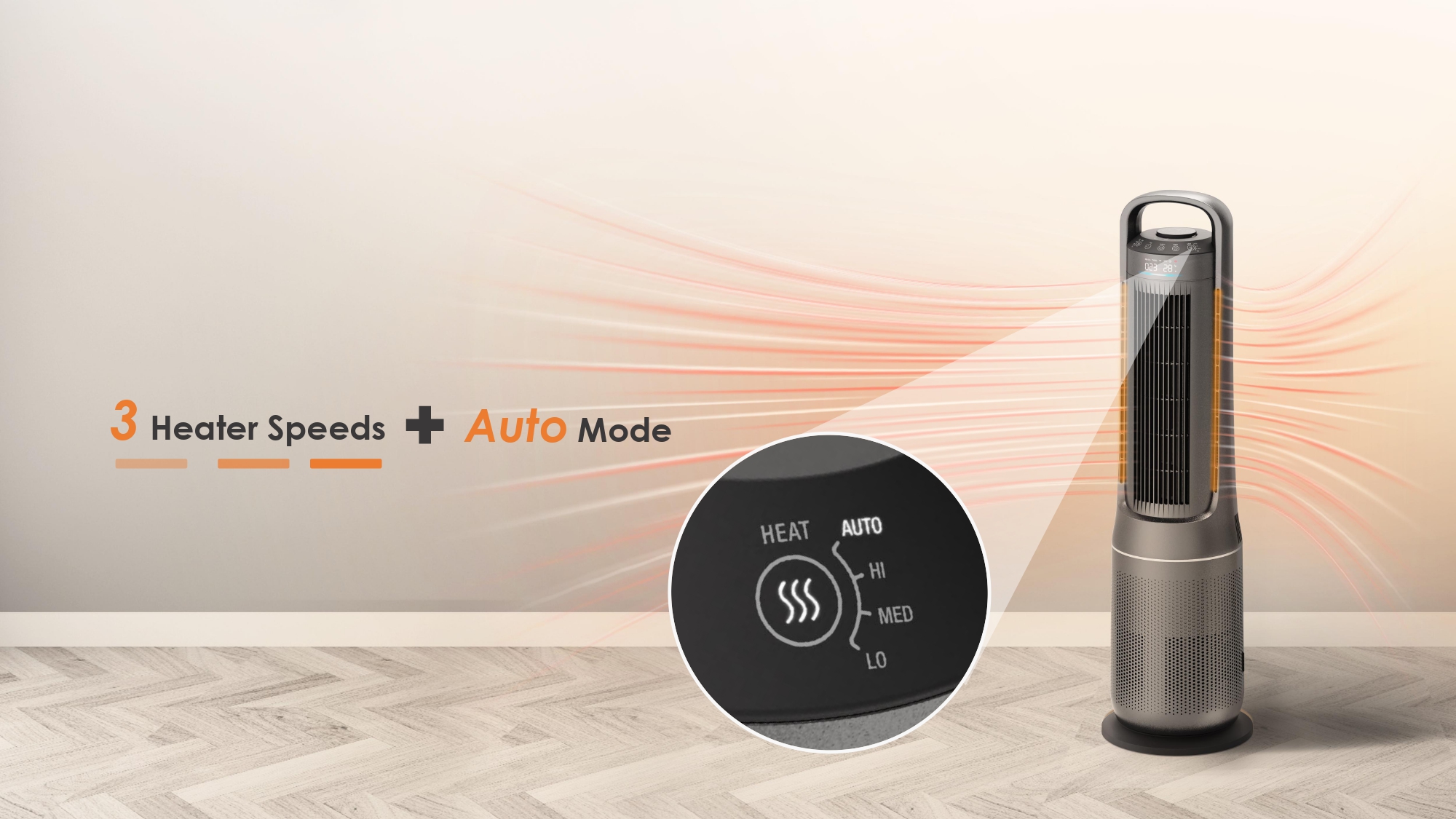 Comefresh Air Purifier for Home Heater Combo 3-in-1 with Dual Screen AP-HT-M1549RS