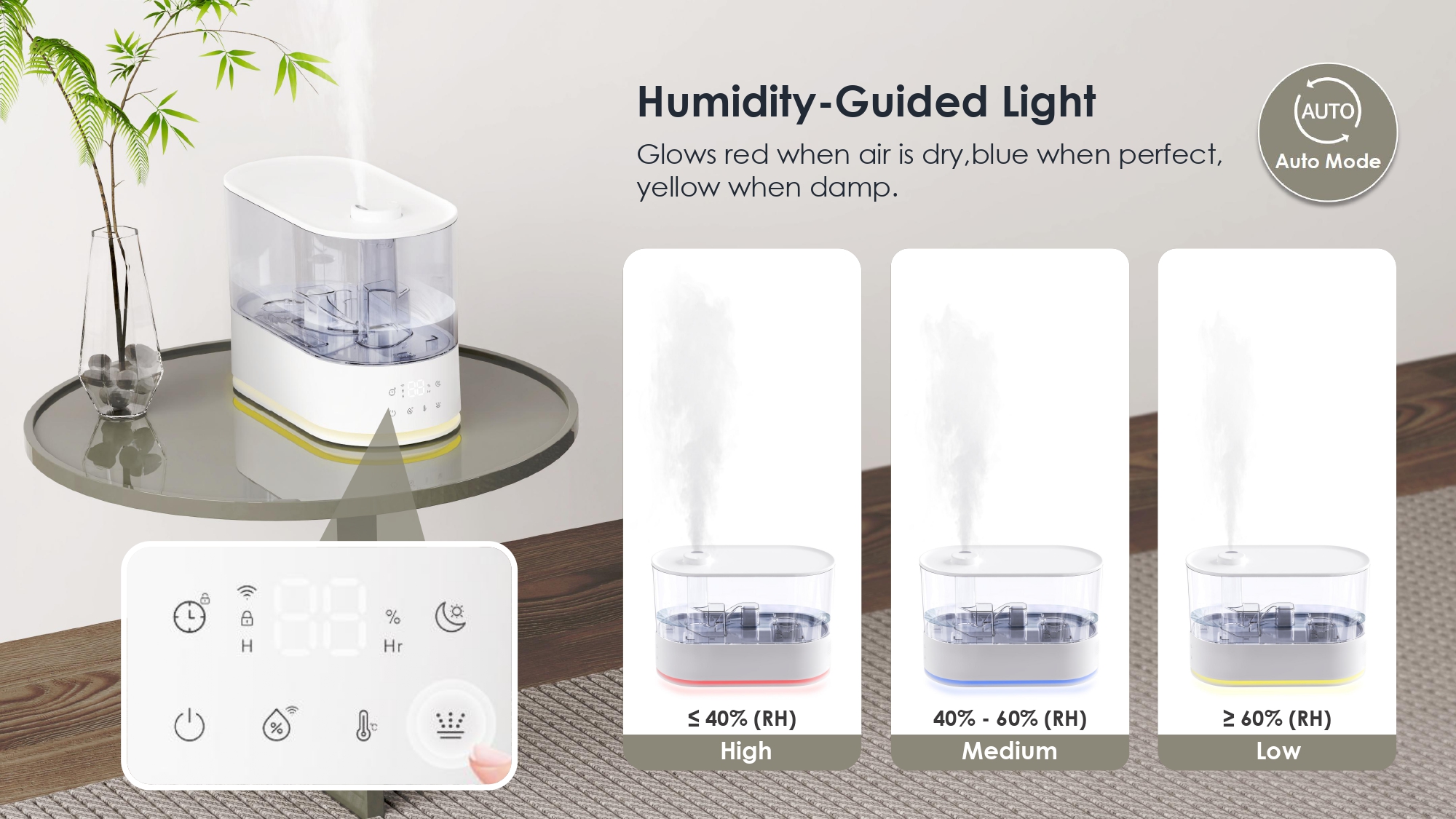 Humidificador intel·ligent Comefresh amb sensor d'humitat i llum nocturna