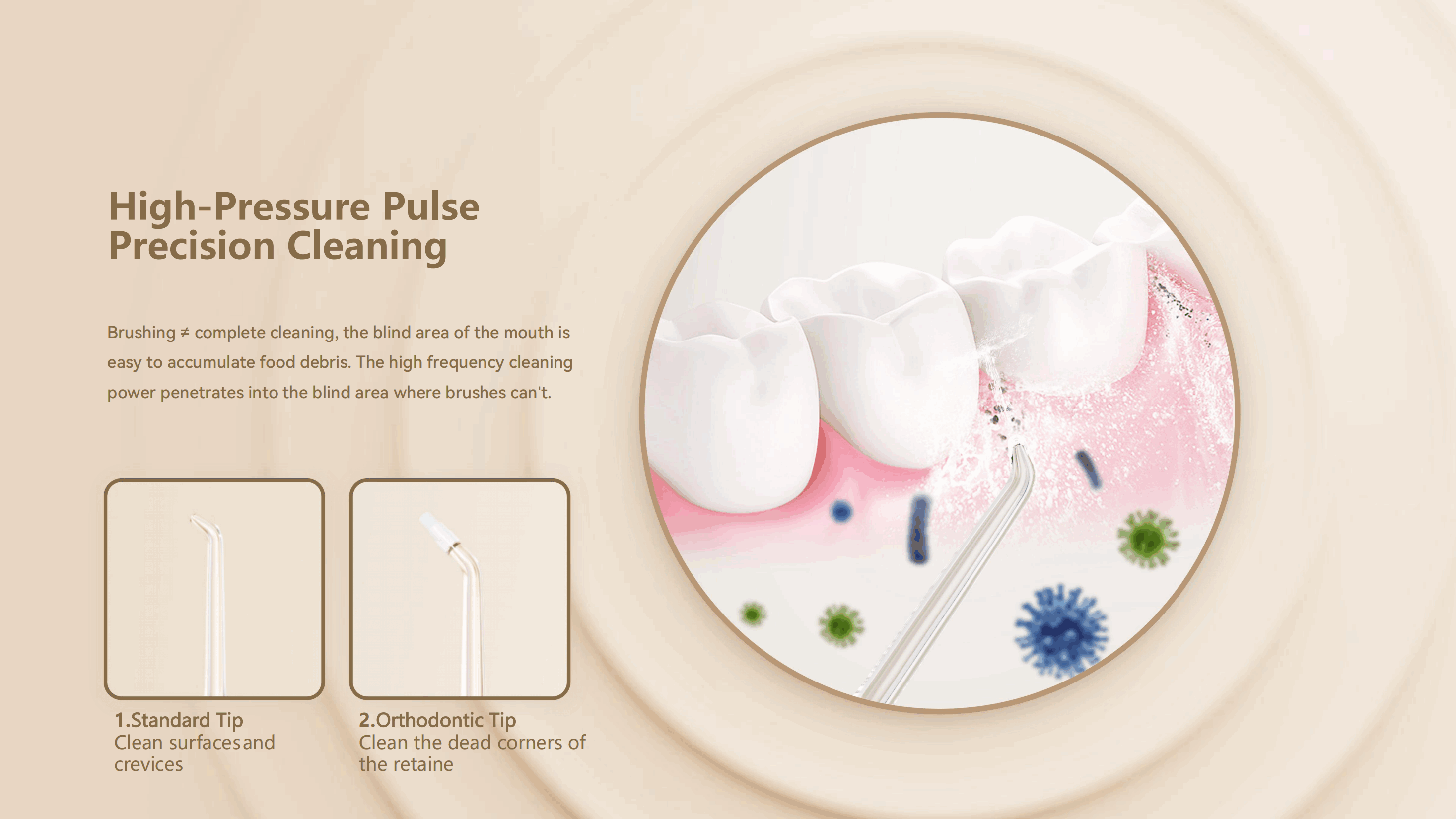 Comefresh Water Flosser Cordless Portable 5 Modes Rechargeable Flosser IPX7 Waterproof Gum Floss Cleaner AP-OS12
