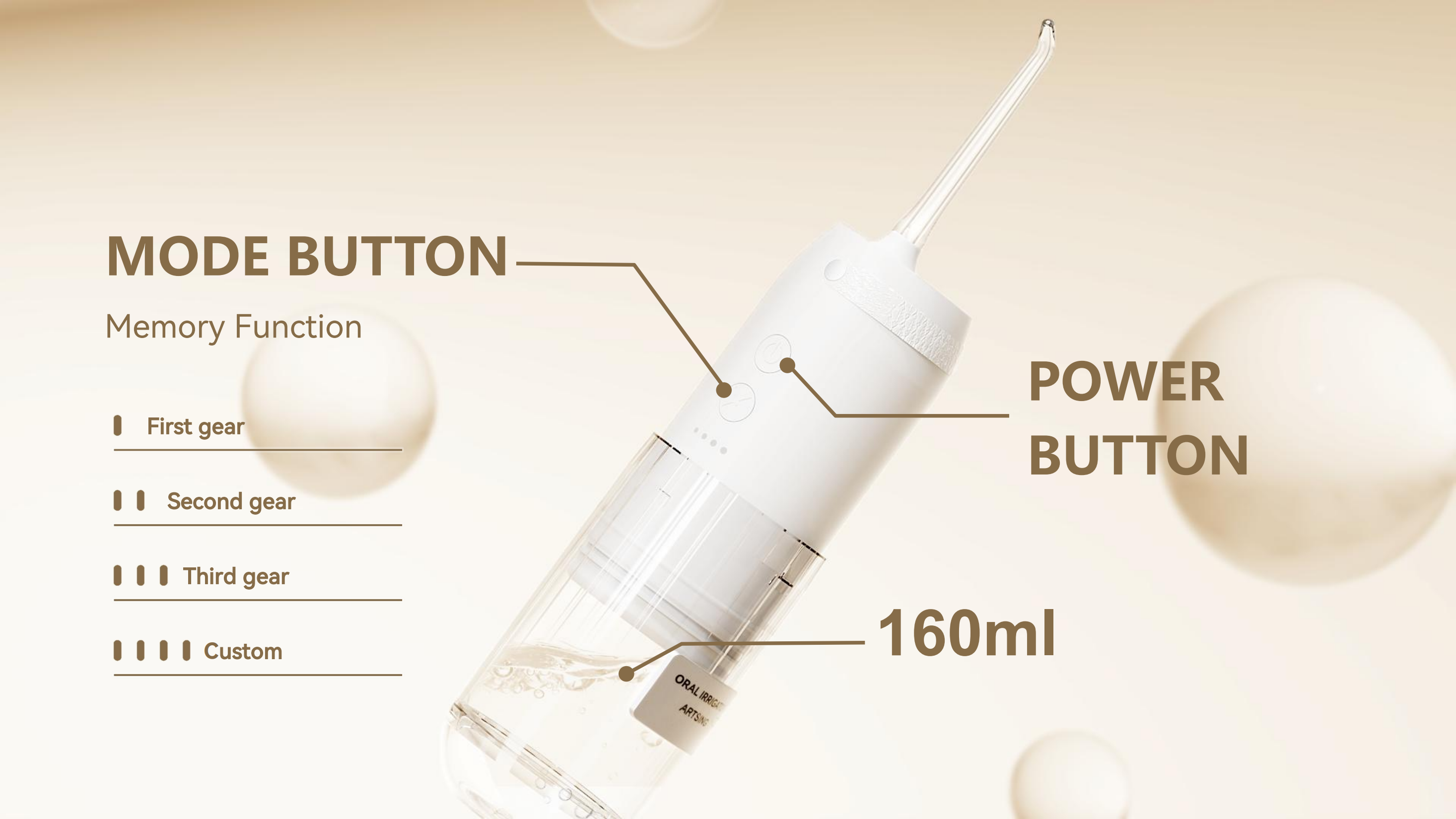 Cordless Water Flosser Portable Rechargeable Flosser IPX7 Waterproof 5 Modes AP-OS12