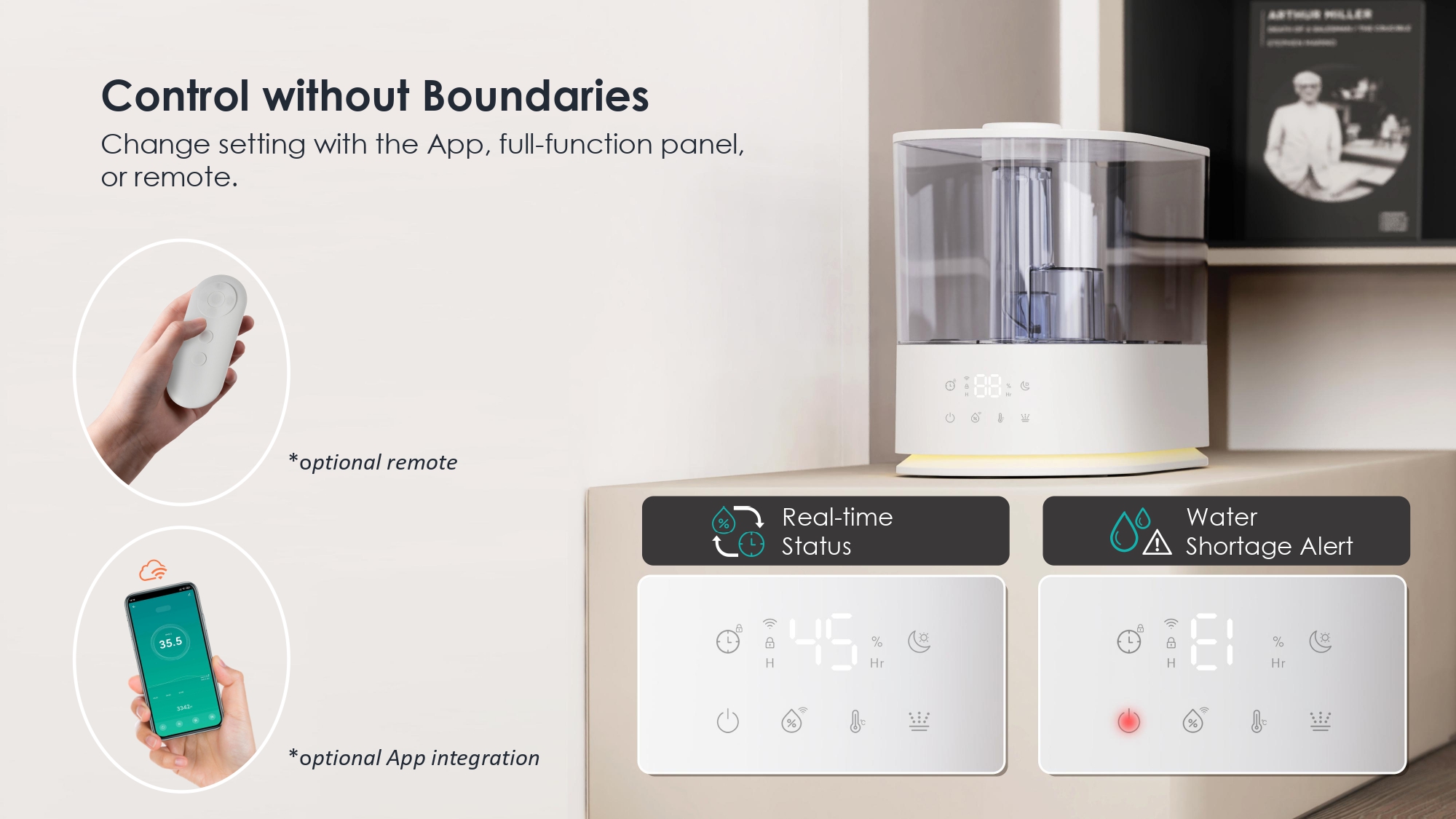 Fabricant d'humidificadors intel·ligents amb sensor d'humitat i llum nocturna