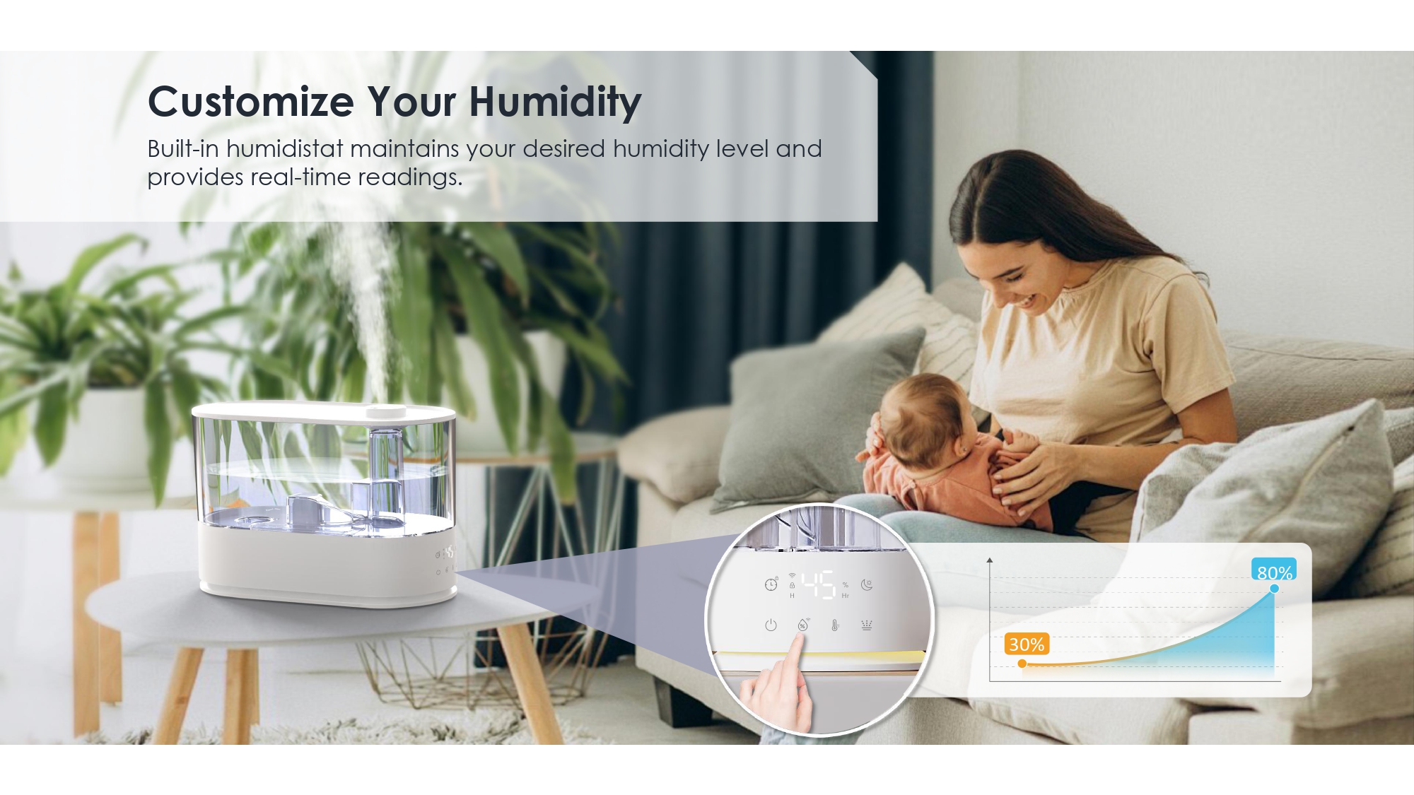 Humidificador ultrasònic de 5L, humidificador de boira freda i calenta, humidificador silenciós per a l'habitació del nadó