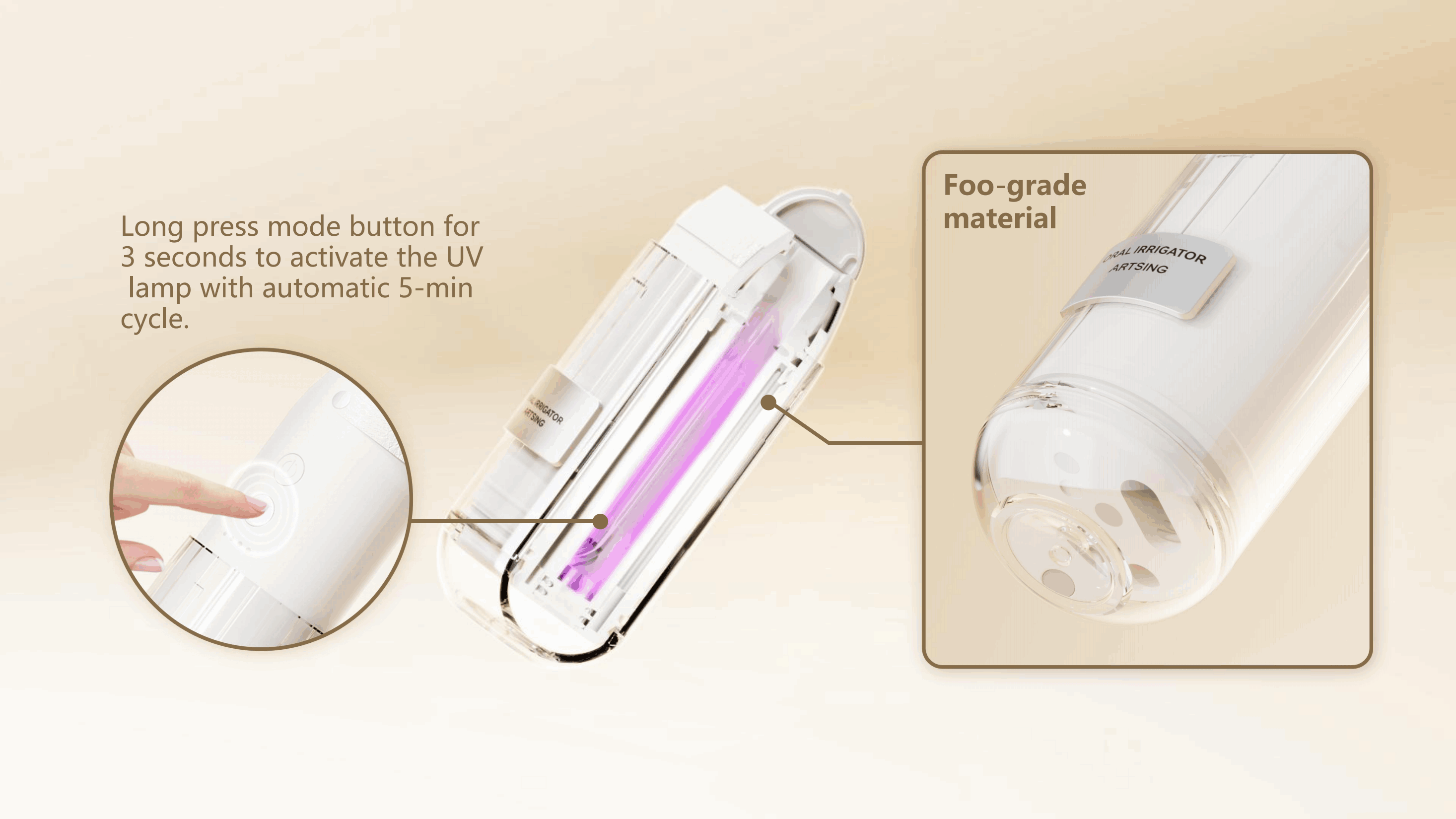 Water Flosser Cordless Portable 5 Modes Rechargeable Flosser IPX7 Waterproof Gum Floss Cleaner AP-OS12