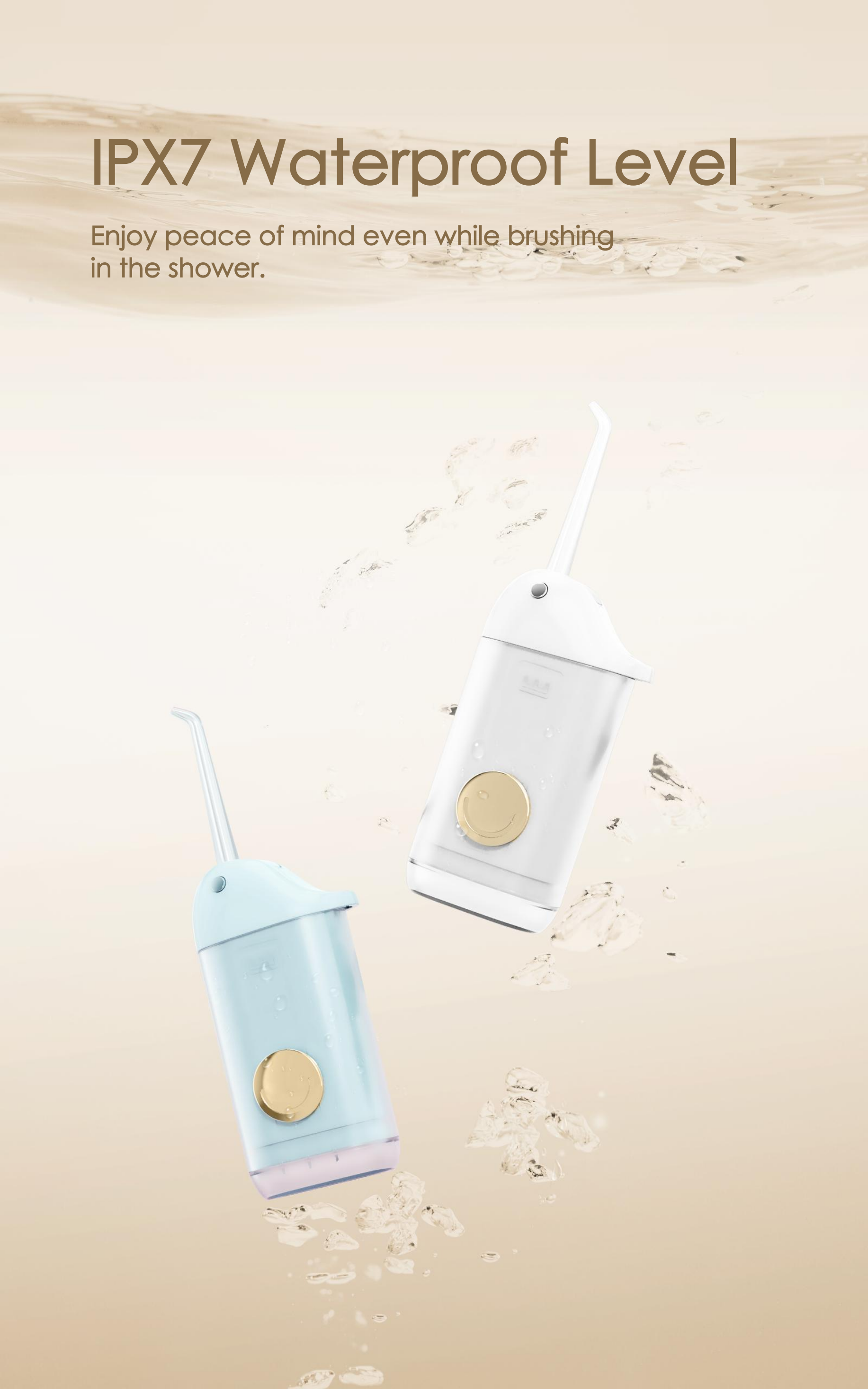 Water Flosser Cordless Portable Rechargeable Flosser IPX7 Waterproof Gum Floss Cleaner AP-OS11