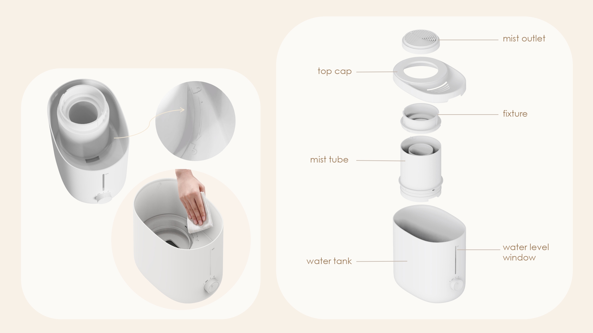 comefresh-warm-mist humidifier ya chipinda chogona ndi ptc heating aromatherapy-autolock shut