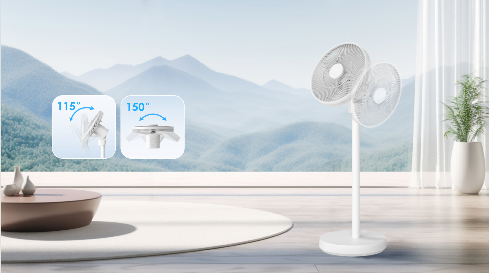 12 inch Adjustable Standing Pedestal Fan BLDC Oscillating Floor Fan with Remote Timer 10 Speeds