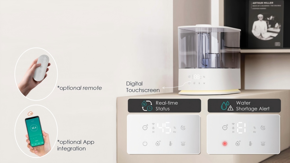 5L Quiet Humidifiers for Bedroom Large Room, Cool and Warm Mist with Auto Shut-Off, Top-Fill, Humidistat, Remote Control, UVC