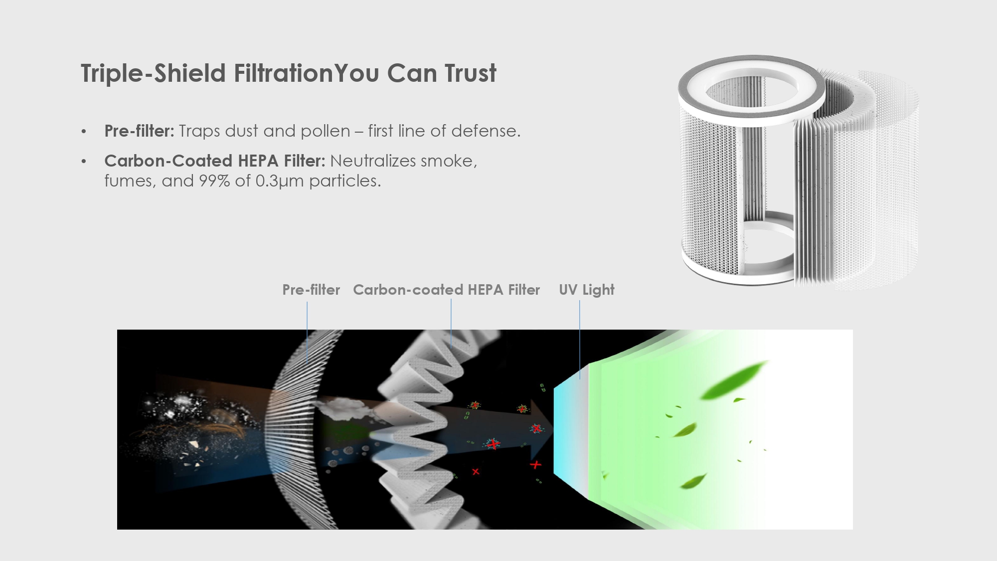 Car Air Purifier Portable HEPA Filter Diffuser AP-C1010BL