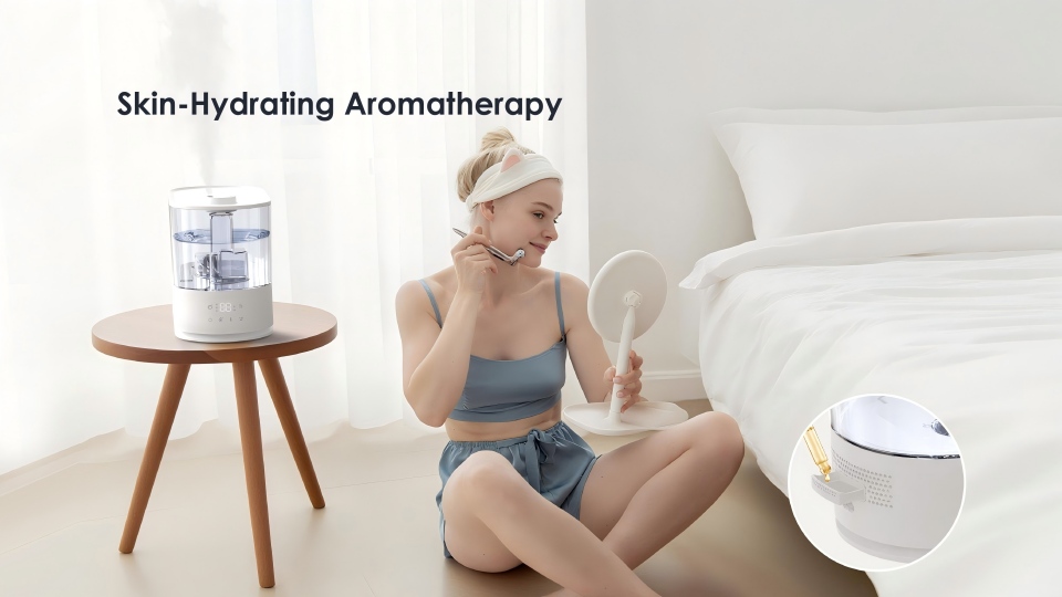 Comefresh 5L Humidifier with UV-C Light & Aromatherapy, Auto Humidity Control, Top Fill, Remote, Ideal for Dry Air in Home Office