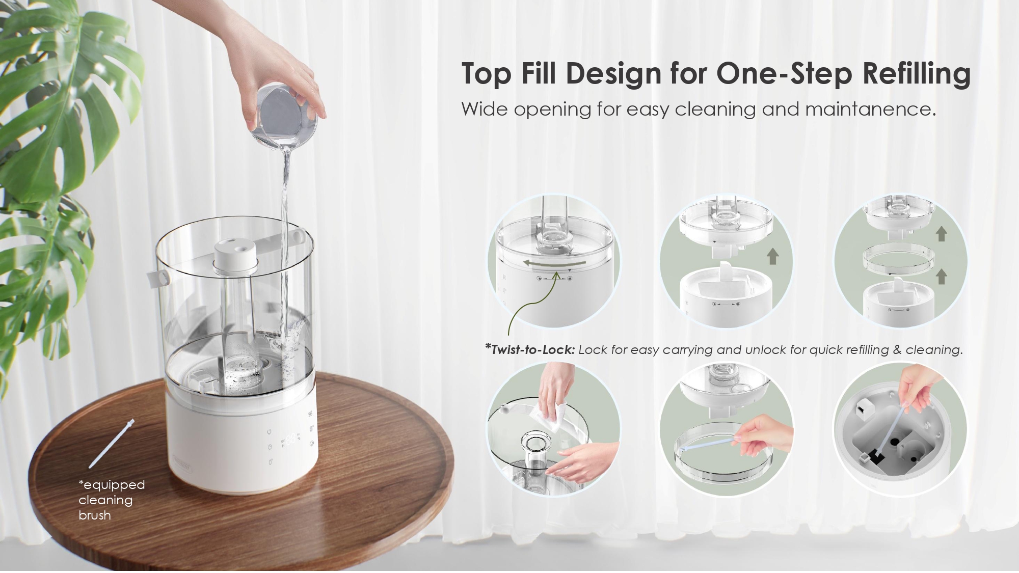 Comefresh Quiet Humidifier Warm and Cool Humidifier Diffuser for Home Bedroom CF-2429LHUR