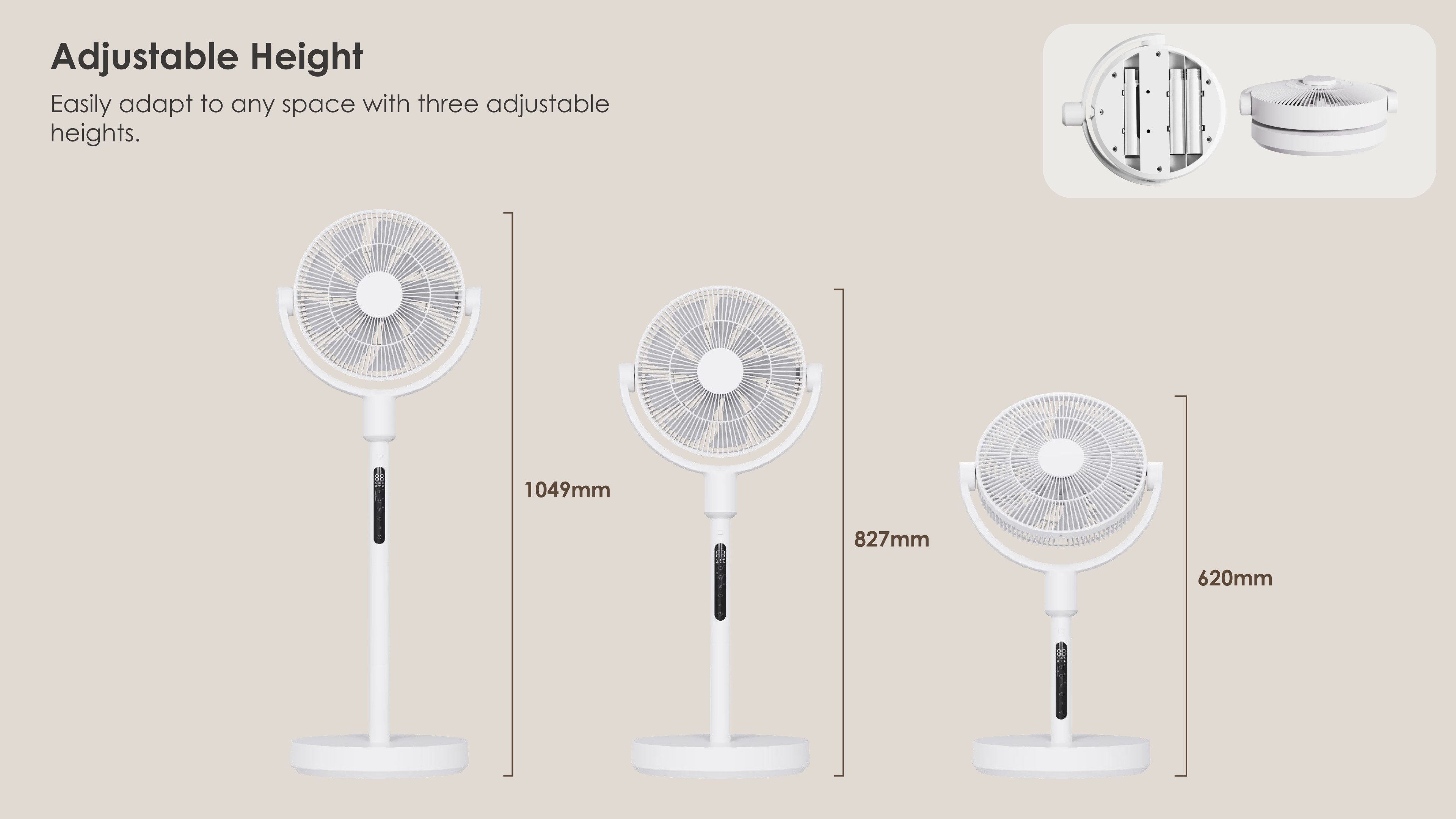 Comefresh Rechargeable Standing Fan Adjustable BLDC Pedestal Fan with Nightlight Display Remote AUTO AP-F1280BLRS