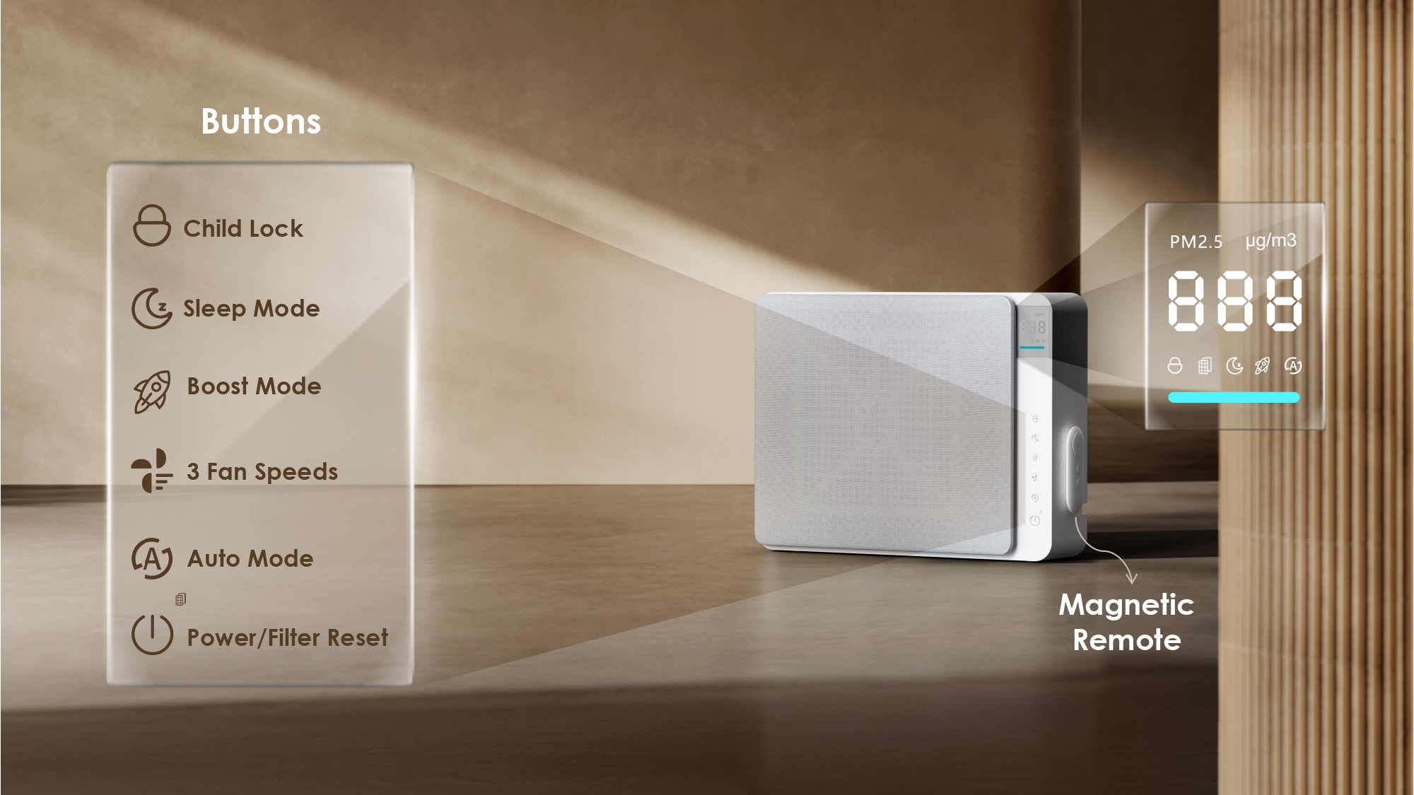 Comefresh-Smart -Air-Purifier-Cleaner-with-PM2.5-Sensor-H13-HEPA-Filter-for-Home-Office