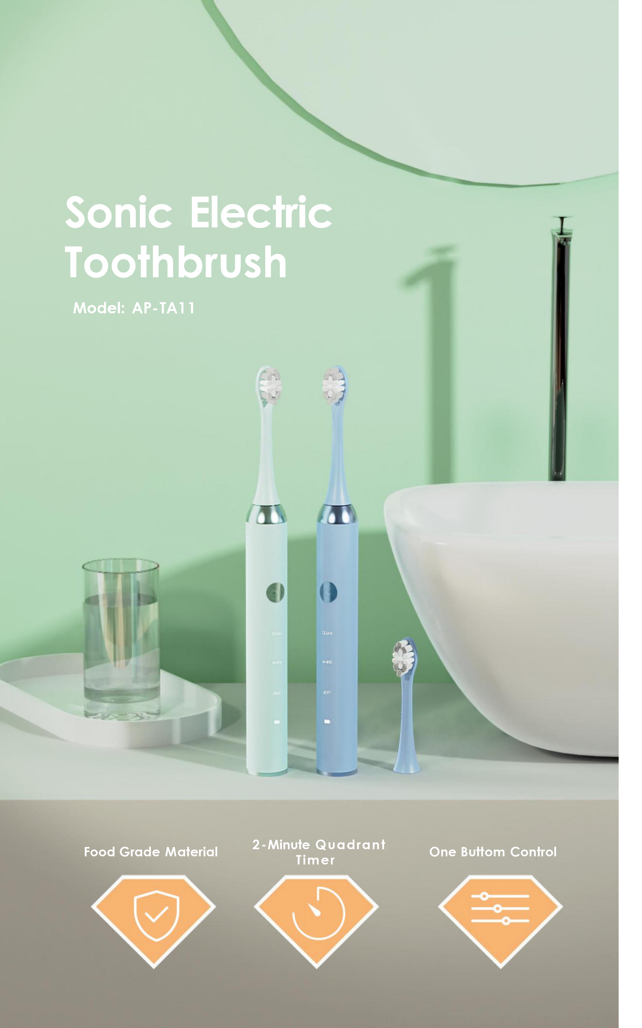 Comefresh Sonic Electric Toothbrush 52 Days Battery Type-C Charging 3 Modes