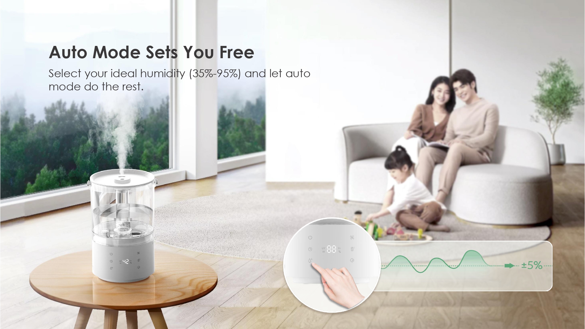 Cool and Warm Humidifier for Bedroom Quiet Top Fill Humidifier with Remote CF-2429LHUR