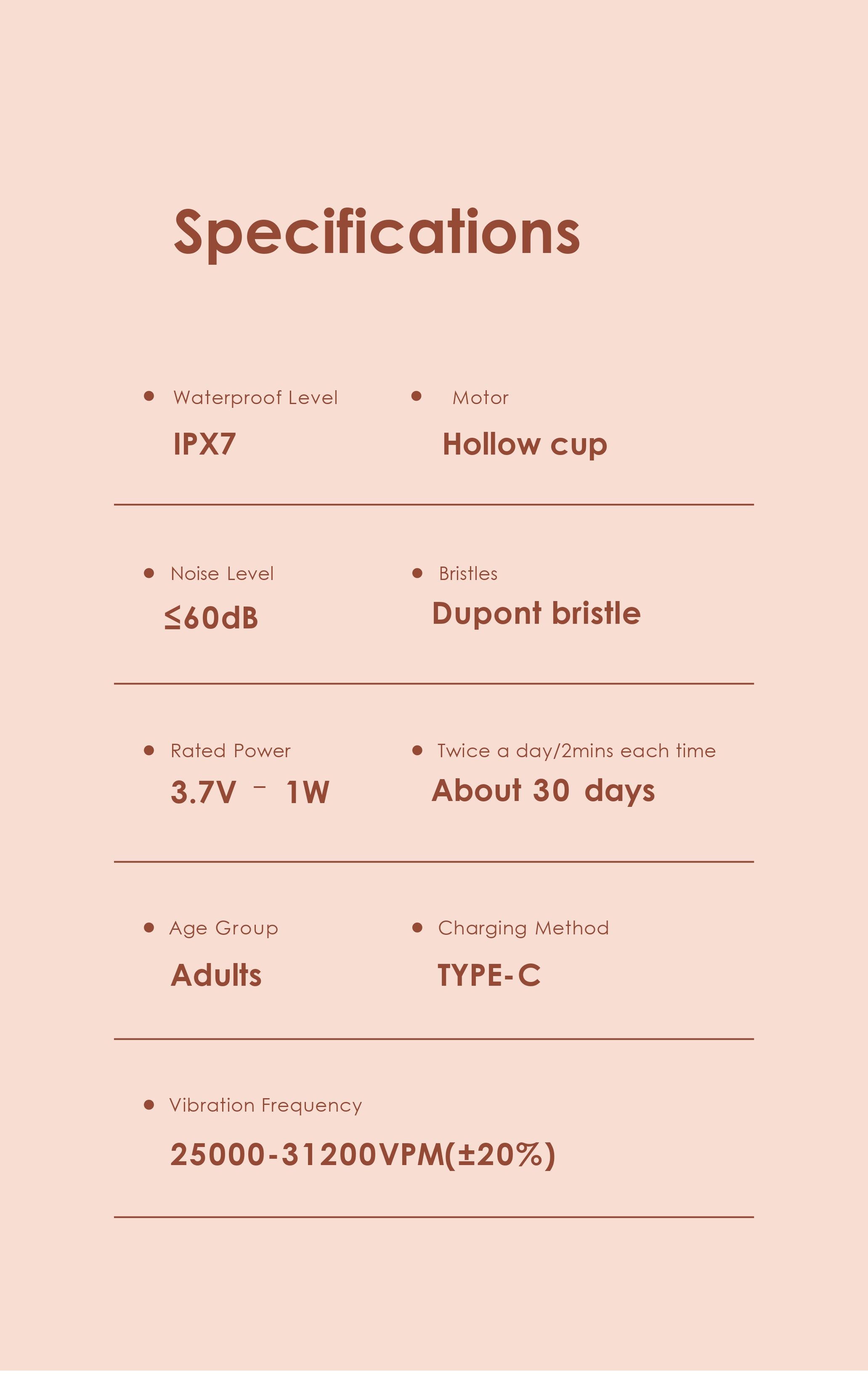 Electric Toothbrush for Adults, One-Button Control, 2 Brushing Modes