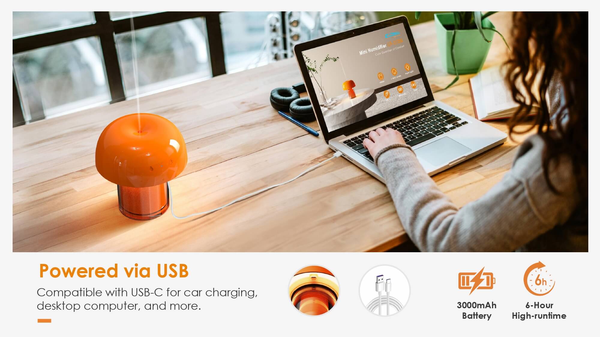 Humidifier Factory USB-C Rechargeable Humidifier for Car Office