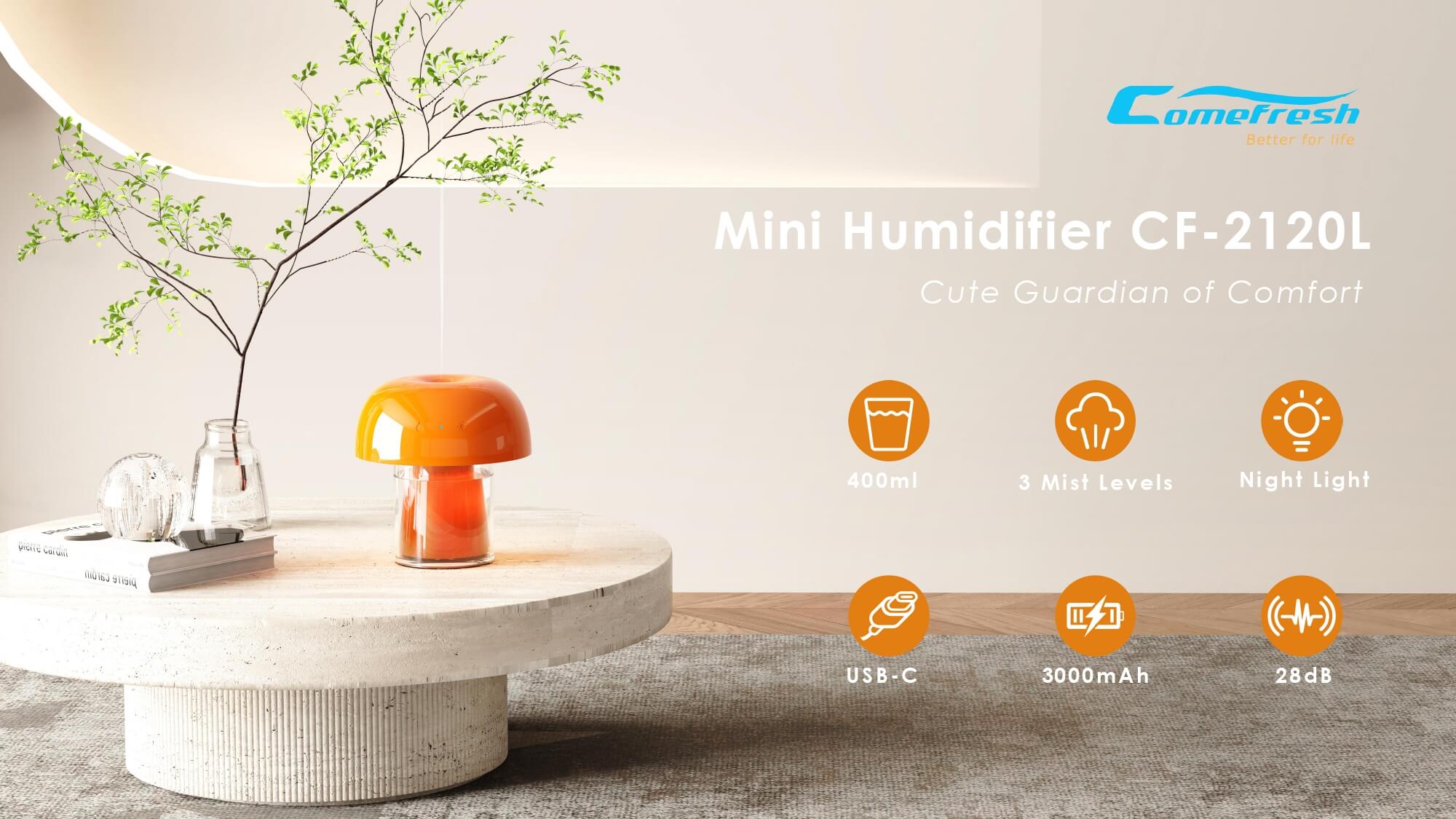 Humidifier Manufacturer Portable Desk Humidifier 3000mAh Battery 4 Light Modes