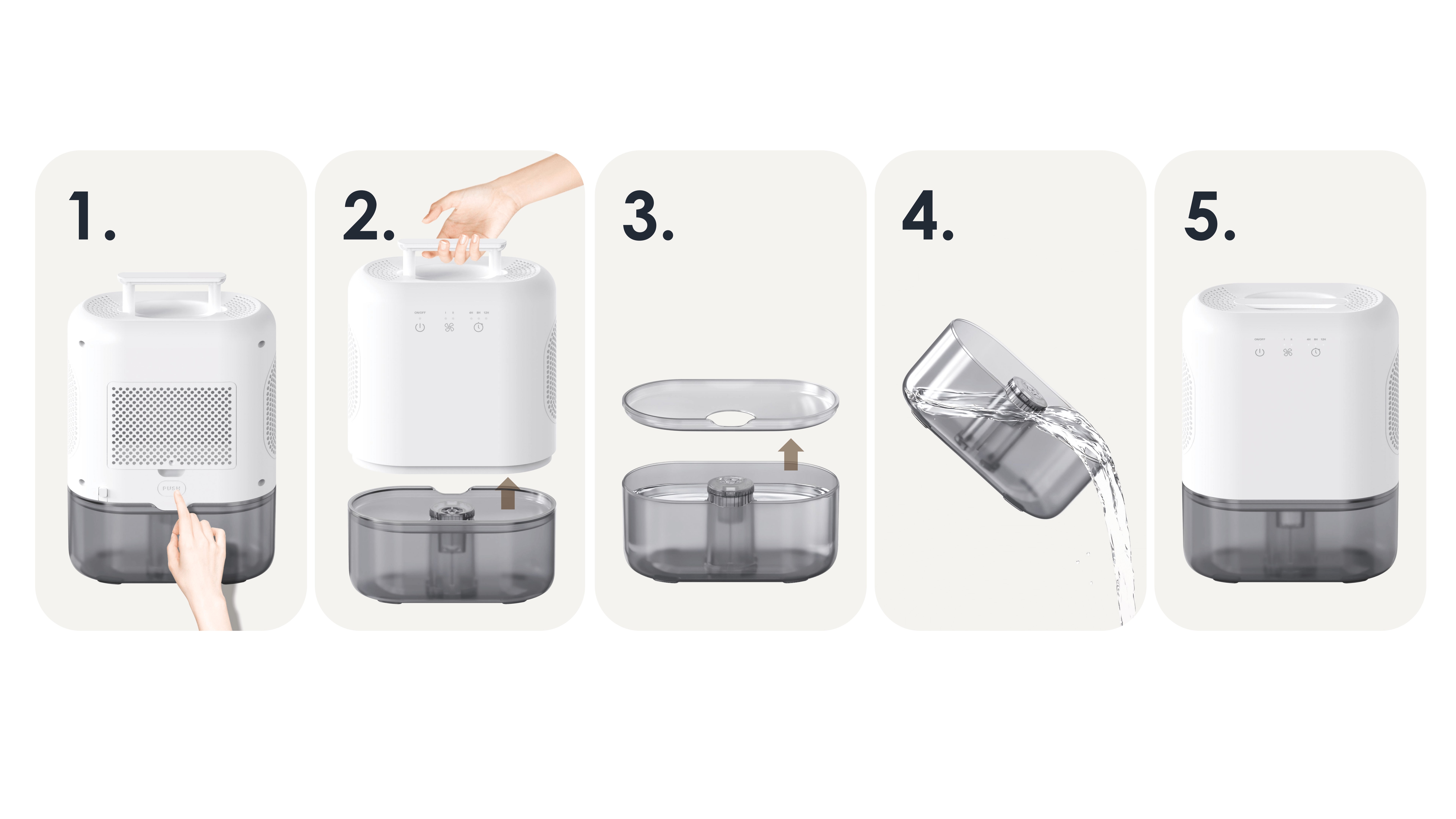 Portable-Peltier-Dehumidifier-600ml-Day-2L-Tank-Removable-Filter-Auto-Shut-Off-OEM-ODM