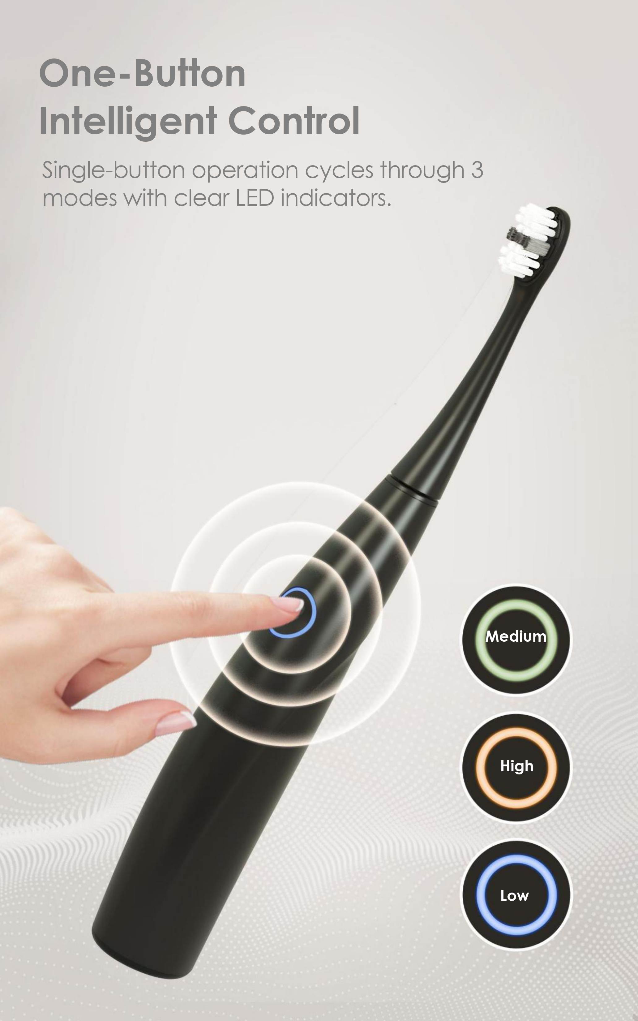 Quiet Sonic Toothbrush IPX7 Waterproof & Ergonomic Grip